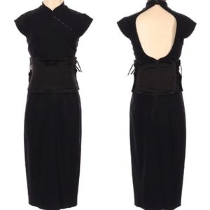 Karen Millen Corset Dress Asian Cheongsam Black …